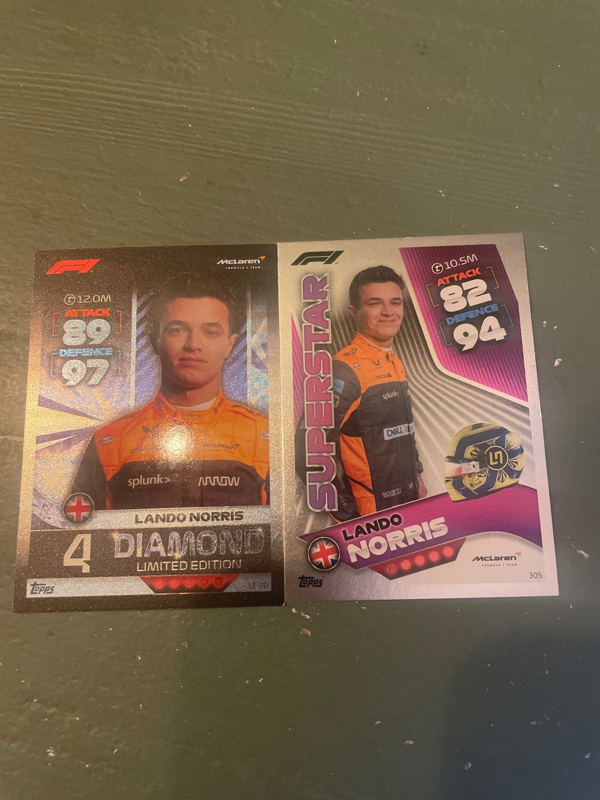 Lando Norris Topps Turbo Attax 2022 Diamond & Superstar, Verzenden, Zo goed als nieuw, Meerdere kaarten, Foil