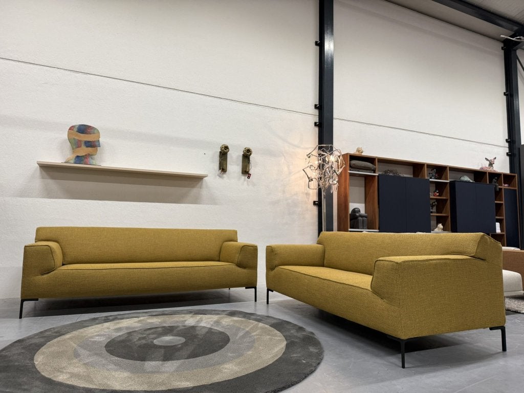 Nieuw Design on Stock Bloq bank  3 zits Amaro oker geel stof, Design on stock, 75 tot 100 cm, Ophalen of Verzenden, Rechte bank
