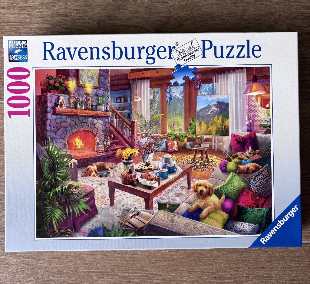 Ravensburger legpuzzel 1000 stukjes - Huiselijk tafereel, Ophalen of Verzenden, 500 t/m 1500 stukjes, Zo goed als nieuw, Legpuzzel
