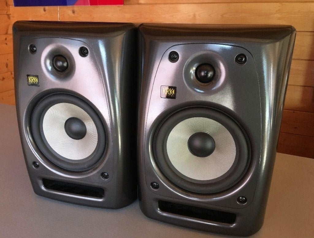 Set 2 KRK RP6 Limited Edition Grey 5 6 7 8 monitor speakers, 150 watt of meer, Studiomonitor, Inclusief kabels, Ophalen of Verzenden