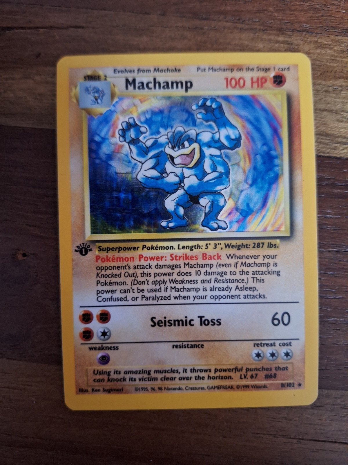 Machamp base set engels 8/102 - vintage pokemon, Ophalen of Verzenden, Zo goed als nieuw