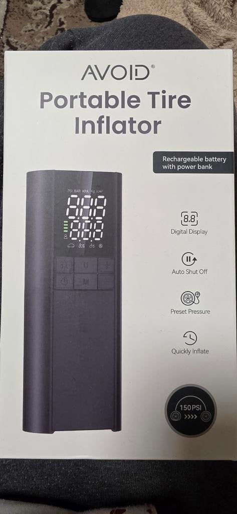 AVOID Draagbare Bandenpomp met Powerbank - 150 PSI, Auto diversen, Autogereedschap, Ophalen of Verzenden, Nieuw