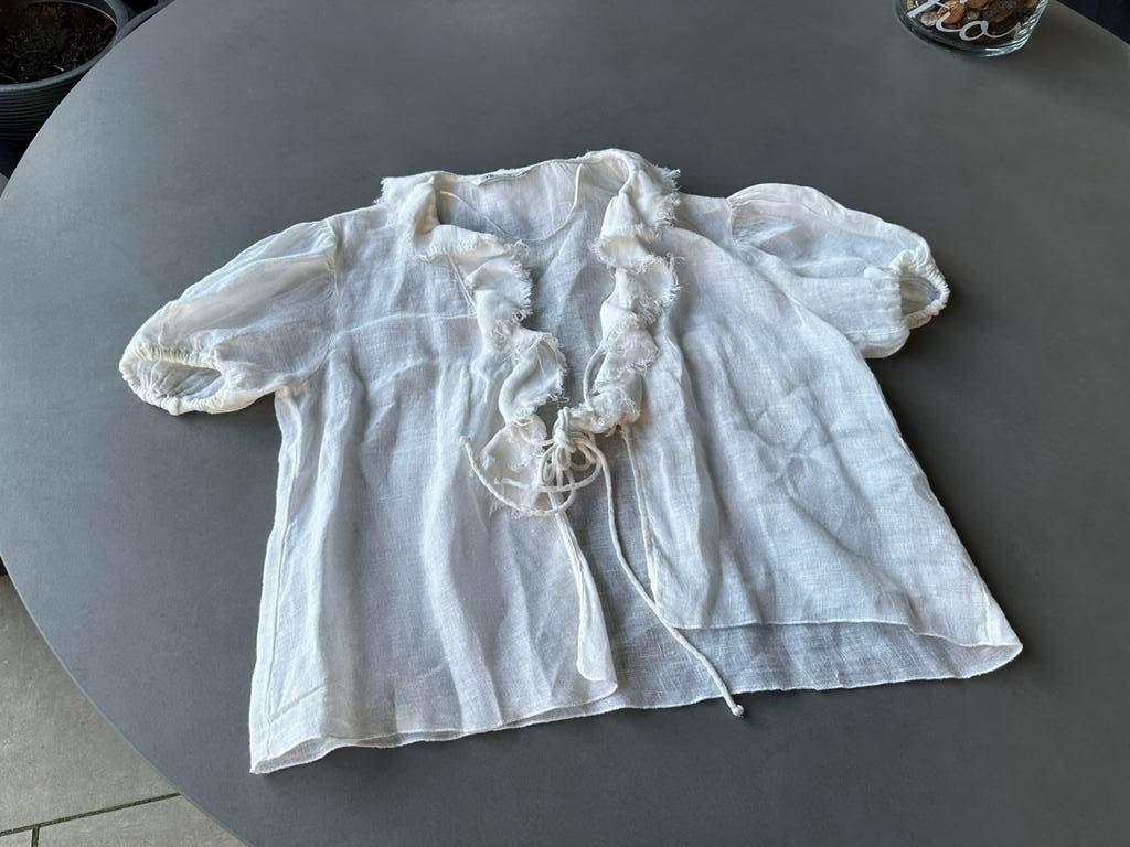 Off white linnen Zara blouse jasje, maat L, Verzenden, Maat 42/44 (L), Zo goed als nieuw, Wit