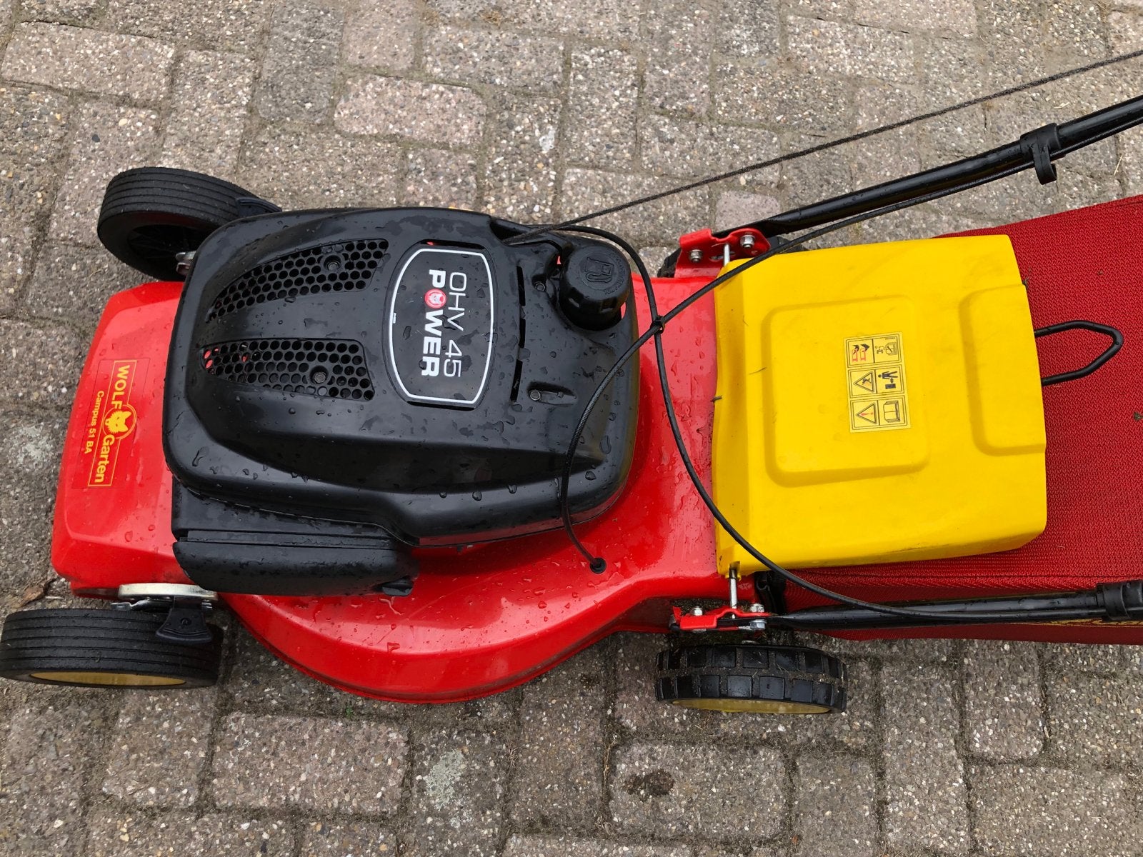 Wolf grasmaaier met opvang en aandrijving, 53 cm breed, Ophalen, Cirkelmaaier, Gebruikt, 50 cm of meer