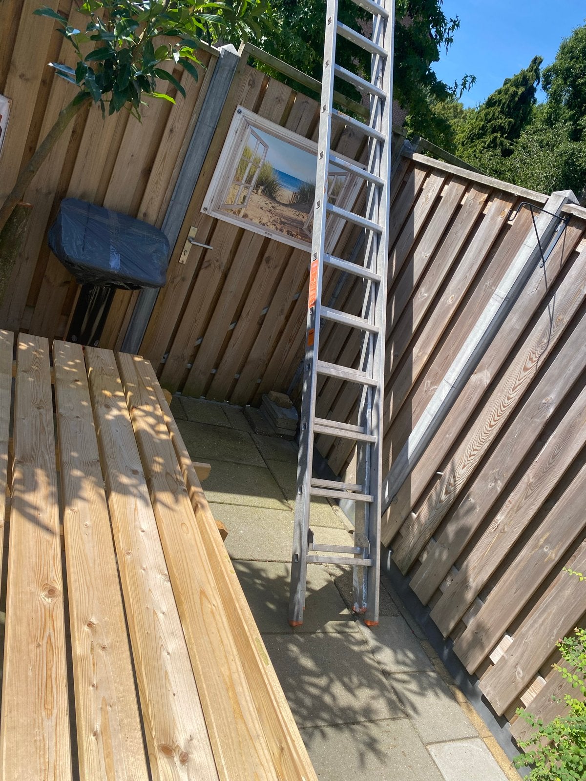 Krause schuifladder 9 meter, Verzenden, Gebruikt, Ladder, 4 meter of meer