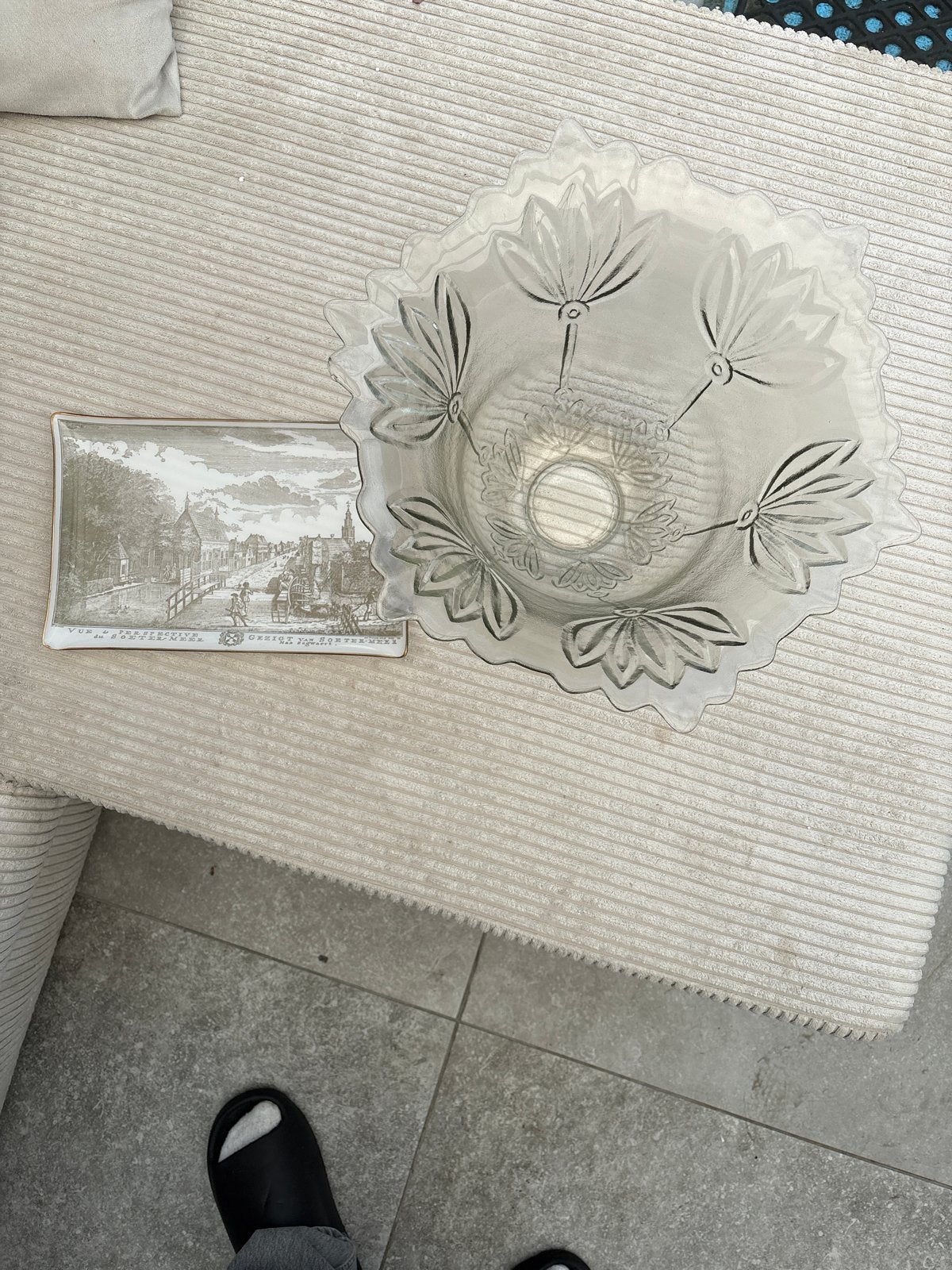 Decoratieve glazen schaal en schaal, Ophalen of Verzenden