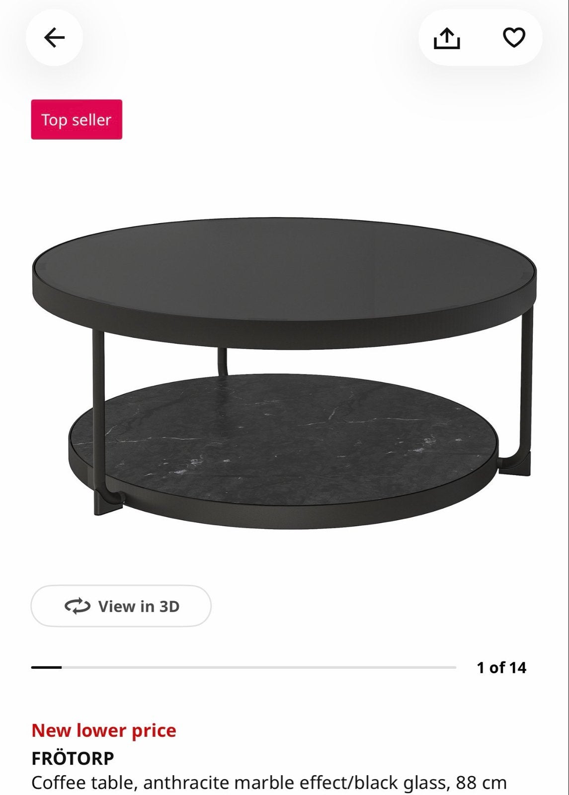 Salontafel en bijzettafel set - Antraciet marmer effect, Minder dan 45 cm, Metaal of Aluminium, Rond, Ophalen of Verzenden