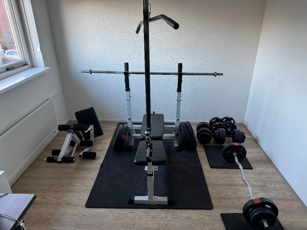 GorillaSports - complete home gym/krachstation set + extra's, Ophalen, Nieuw, Benen, Halterset