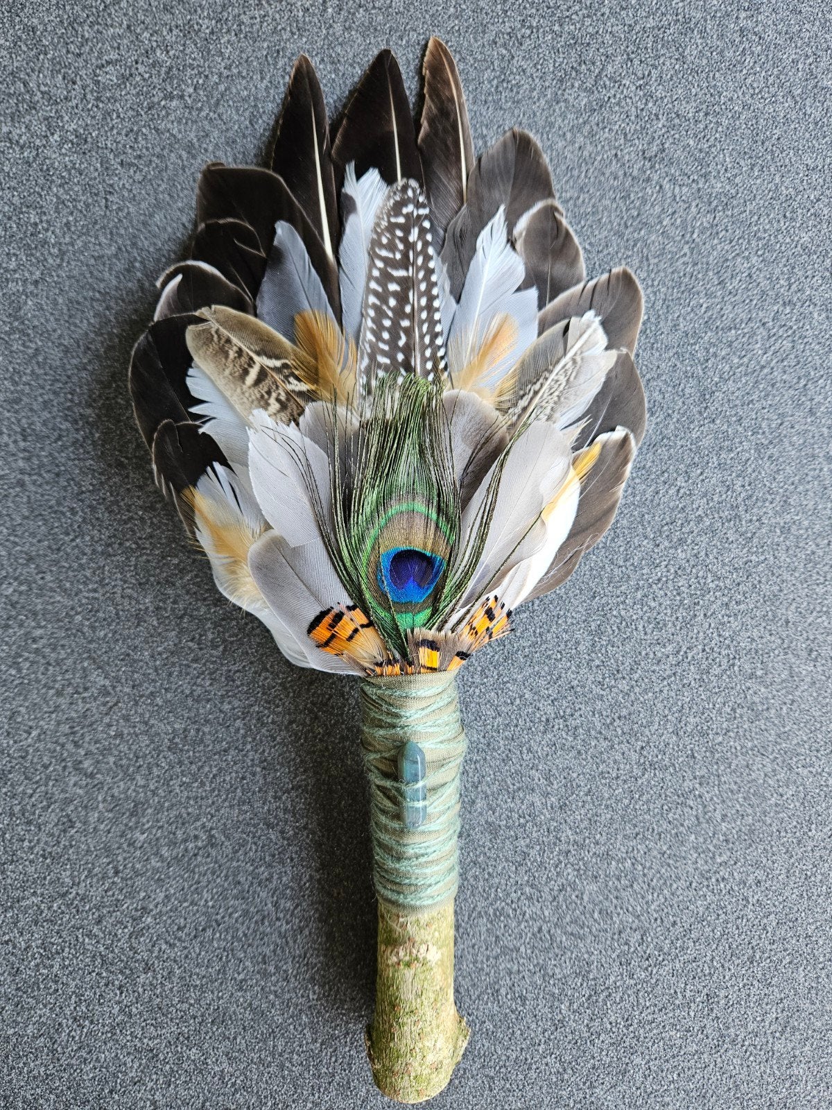 smudge feathers agaat veren waaier pauwenveer reiki, Ophalen of Verzenden