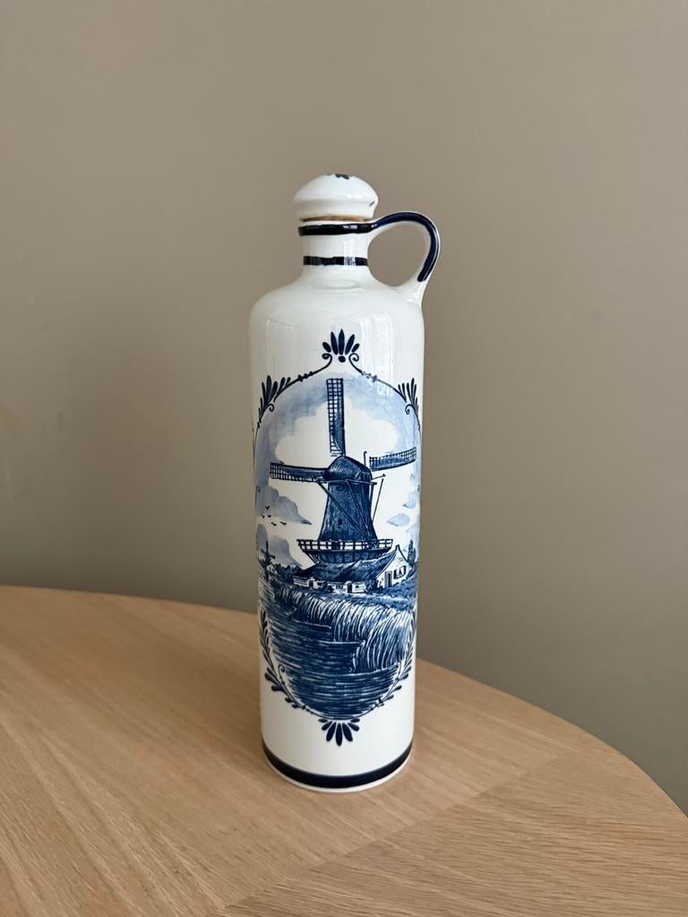 Originele Delfts blauwe Bols fles/vaas, met dop van kurk., Ophalen of Verzenden