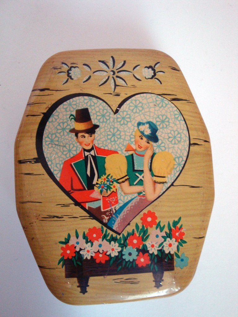 vintage blik, italiaans echtpaar perugira gioncondita, Ophalen of Verzenden, Gebruikt, Overige, Overige merken