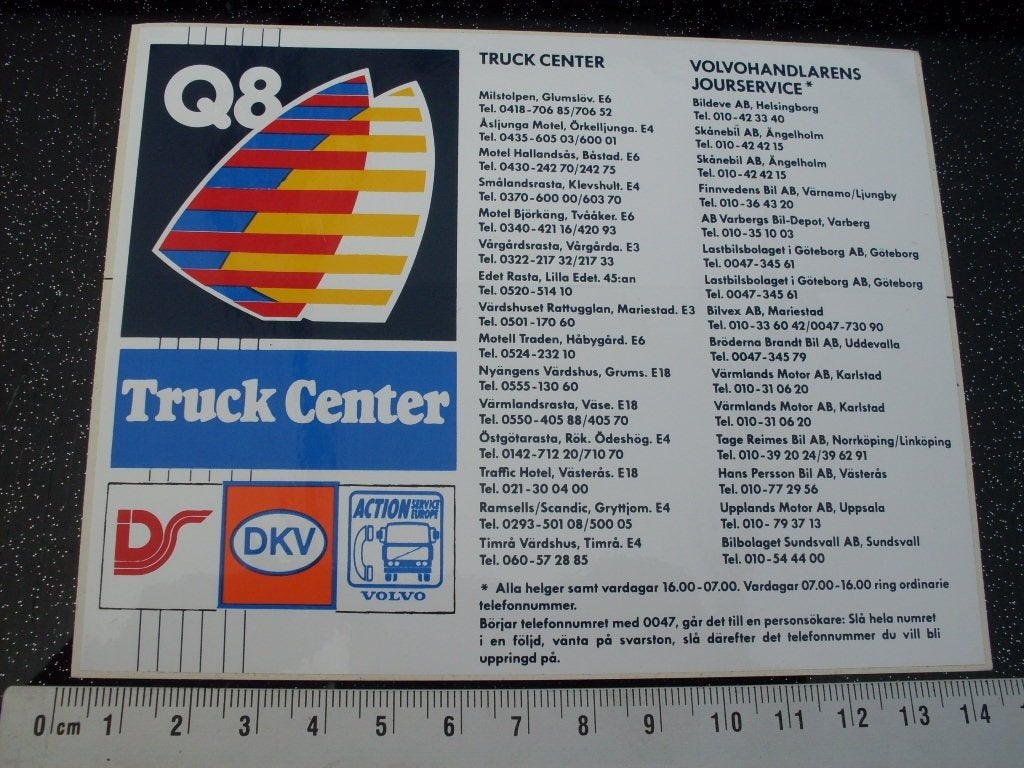 sticker Q8 Truck Center ids dkv service truck volvo logo, Verzenden, Zo goed als nieuw, Bedrijf of Vereniging