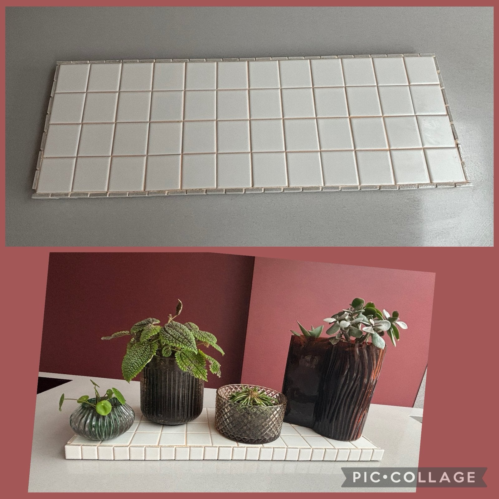 Decoratieve plank mozaiek betegelde plank handgemaakt, Huis en Inrichting, Ophalen, Oranje, Steen/keramiek, Handgemaakt