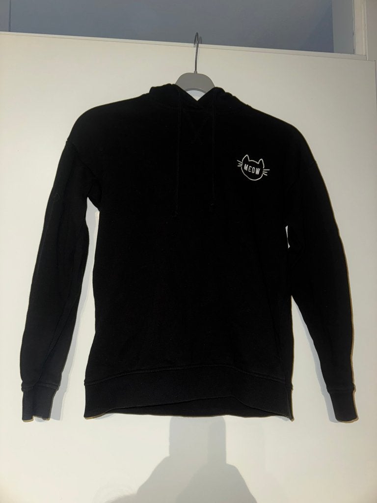 Meow undiz hoodie s zwart zwarte trui sweater kat cat, Verzenden, Zo goed als nieuw, Maat 36 (S), Zwart