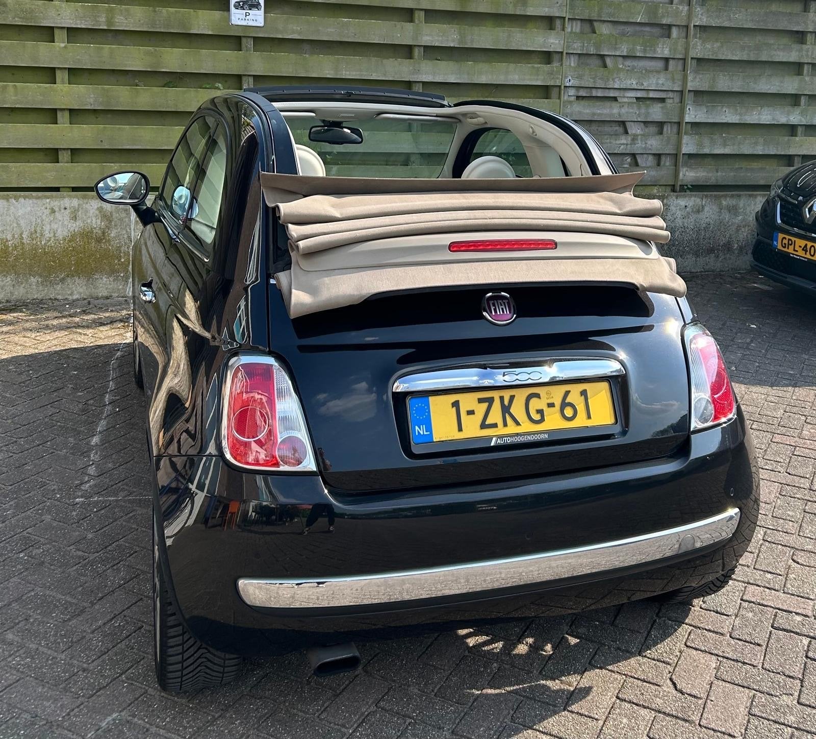 Fiat 500 Twinair Turbo 80pk 2015 Zwart, Auto's, 40 €/maand, Zwart, Zwart, Handgeschakeld