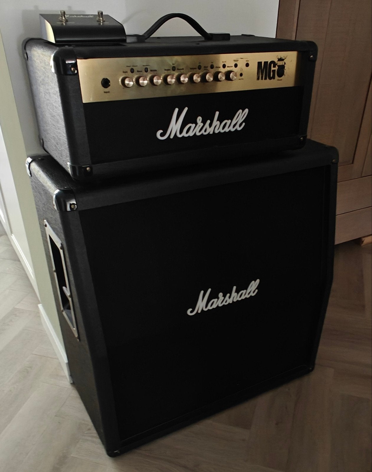 Marshall MG100HFX gitaarversterker met M412A cabinet, Muziek en Instrumenten, Ophalen of Verzenden