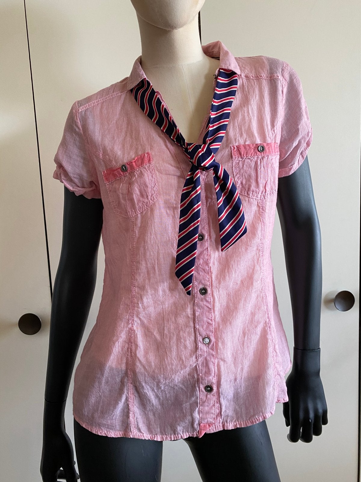 Bershka gestreepte blouse met korte mouwen, maat XL of 40 NL, Kleding | Dames, Ophalen of Verzenden, Gedragen, Maat 38/40 (M)