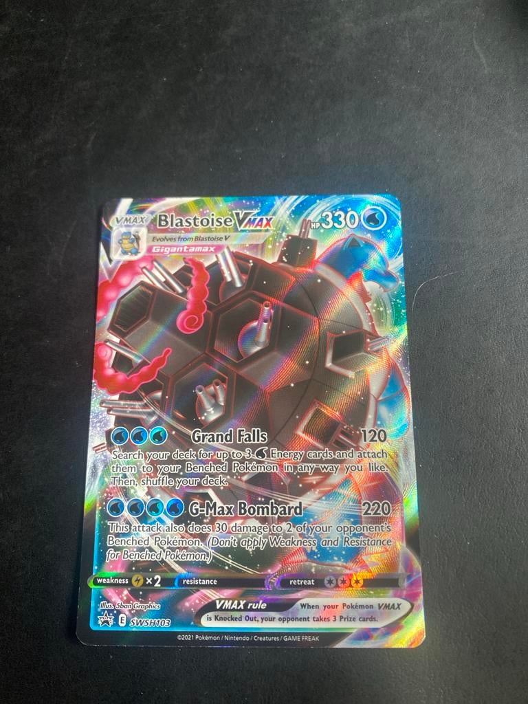 Blastoise VMAX SWSH103 Holofoil Pokémon Kaart, Ophalen, Zo goed als nieuw, Losse kaart, Foil