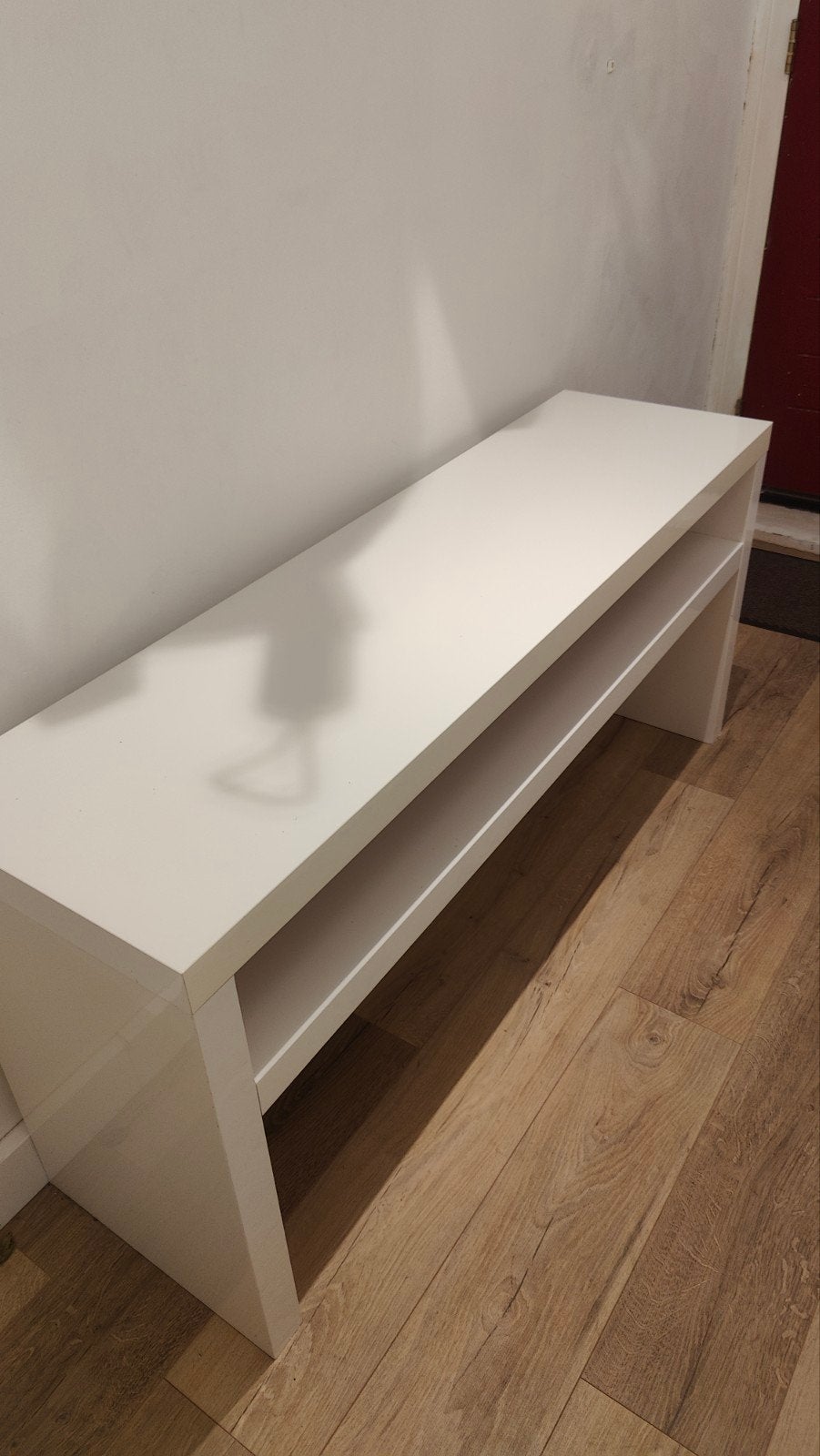 Witte tafel/kastje met extra plankje - 140x39x65cm, Ophalen, Gebruikt, 75 cm of meer, Modern