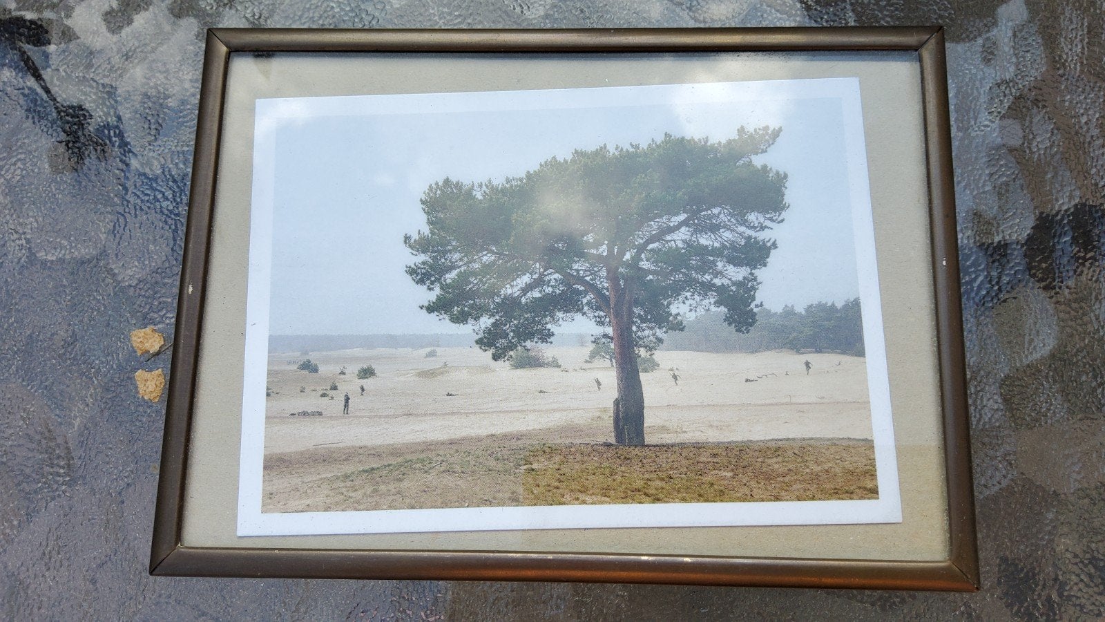Oud retro koper kleurige fotolijstje glad randje., Antiek en Kunst, Ophalen of Verzenden