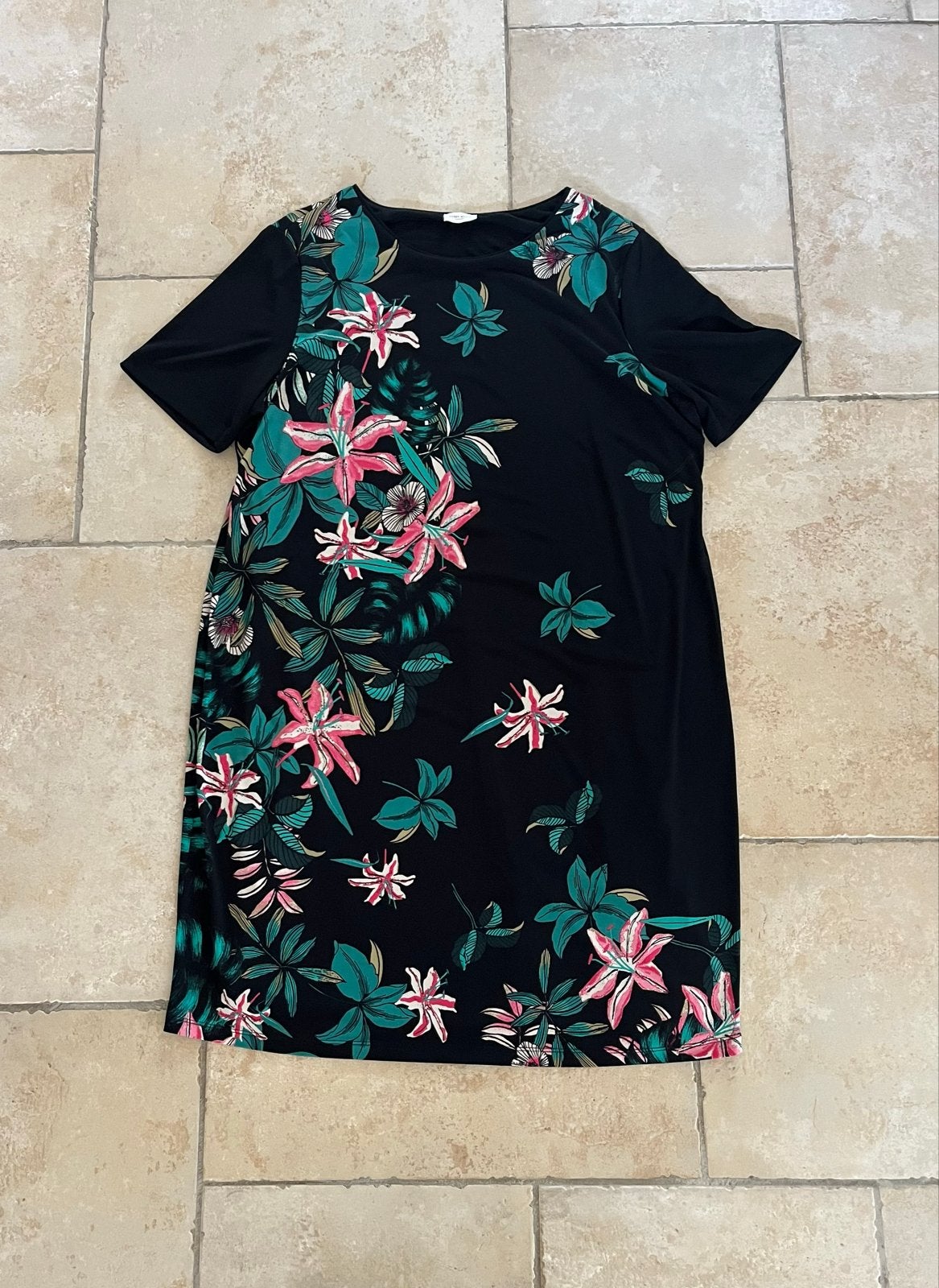Gerry Weber Zwarte Jurk met Bloemenprint Maat 46, Kleding | Dames, Zwart, Maat 46/48 (XL) of groter, Ophalen of Verzenden, Zo goed als nieuw
