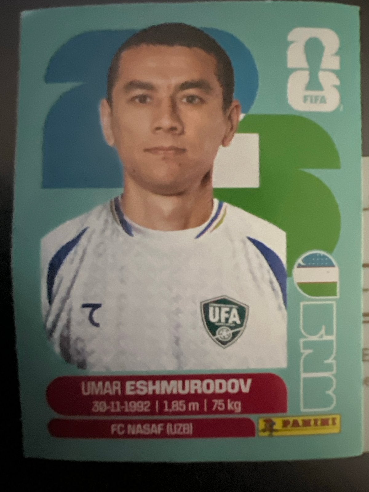 Panini wk 2026 Sticker Umar Eshmurodov FC Nasaf, Verzamelen, Verzenden, Zo goed als nieuw, Buitenlandse clubs, Poster, Plaatje of Sticker