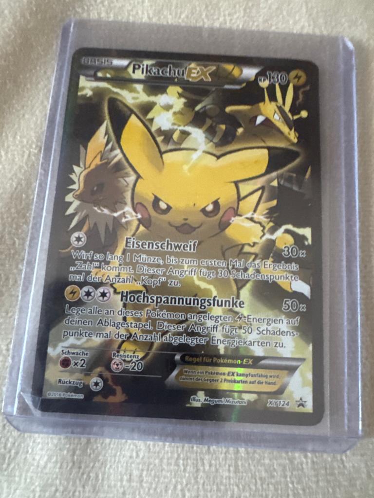 Pikachu EX XY124 Pokémonkaart - Duits, Ophalen of Verzenden, Zo goed als nieuw, Losse kaart, Foil