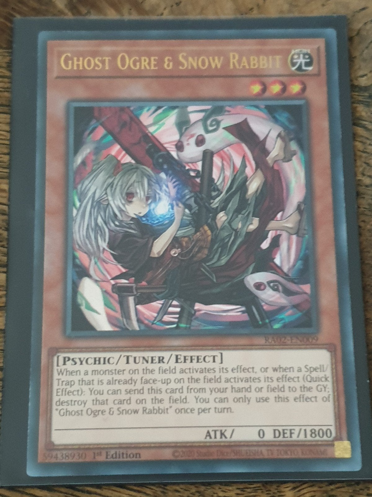 Yu-Gi-Oh! Ghost Ogre & Snow Rabbit (Alt) RA02-EN009 1st Ed, Ophalen of Verzenden, Zo goed als nieuw, Losse kaart