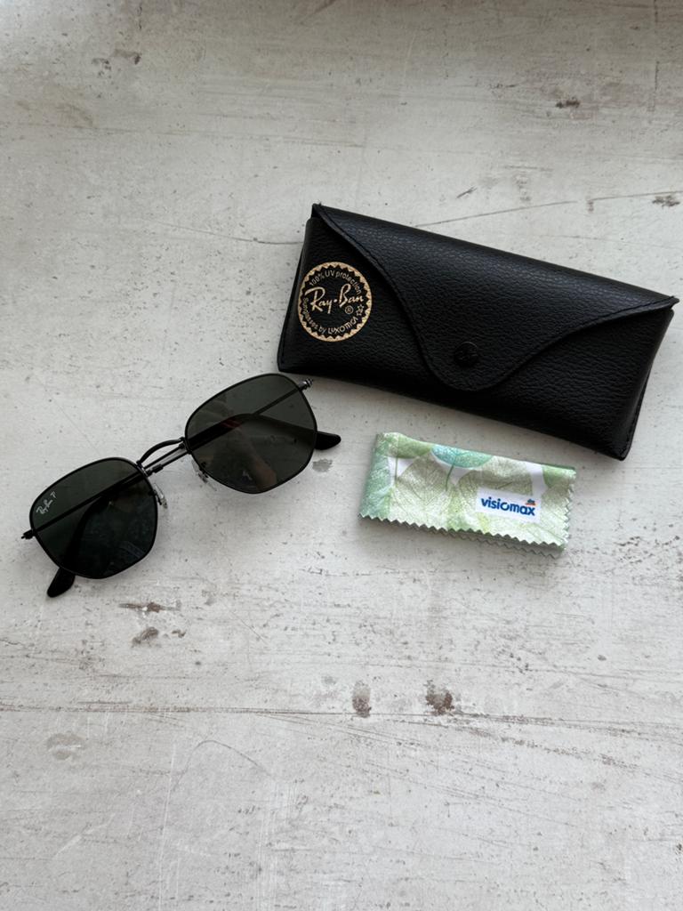 Ray-Ban Hexagonal Zonnebril – polarized - Zwart – Origineel, Zonnebril, Zwart, Ophalen of Verzenden, Zo goed als nieuw