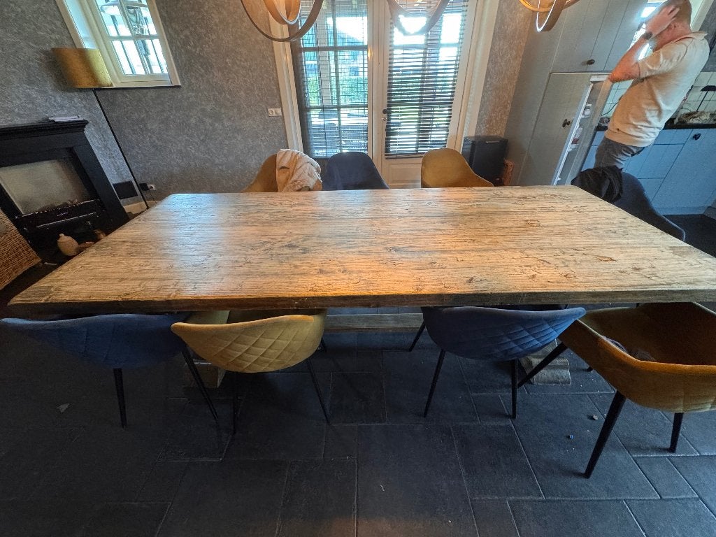 Prachtige grote robuuste Kloostertafel V- LAB, Huis en Inrichting, Ophalen, Gebruikt, 100 tot 150 cm, 200 cm of meer