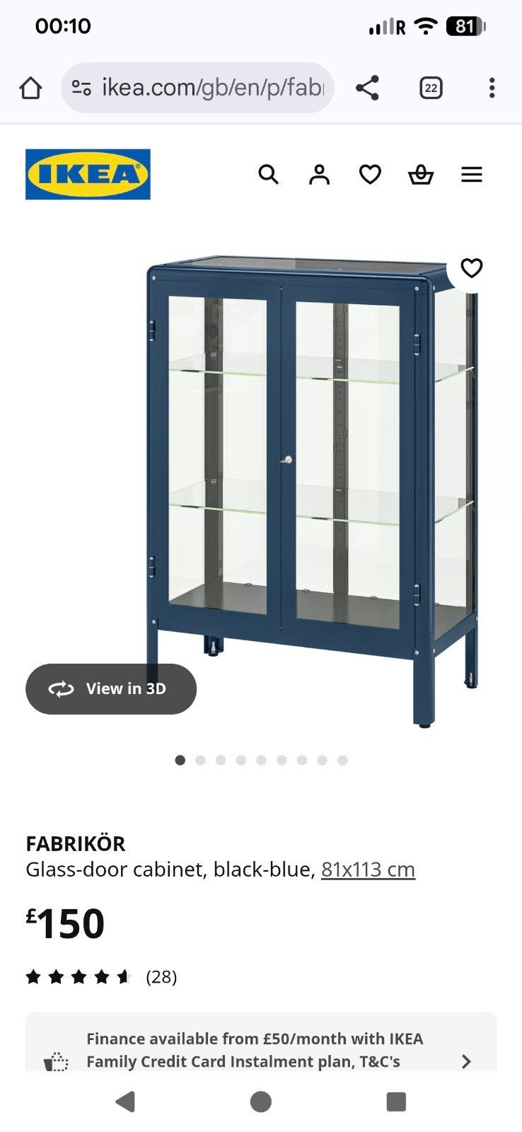 Vitrinekastje IKEA Metaal Blauw GEZOCHT!!!, Huis en Inrichting, Kasten | Vitrinekasten, Ophalen, 100 tot 150 cm, 50 tot 100 cm