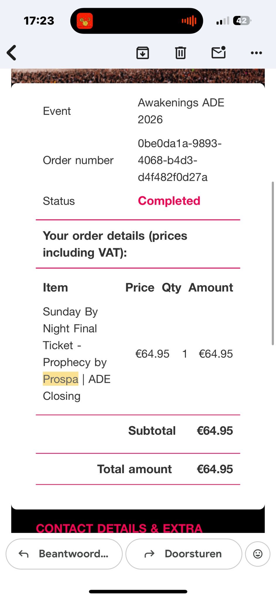 Prospa Franky ticket ADE, Tickets en Kaartjes