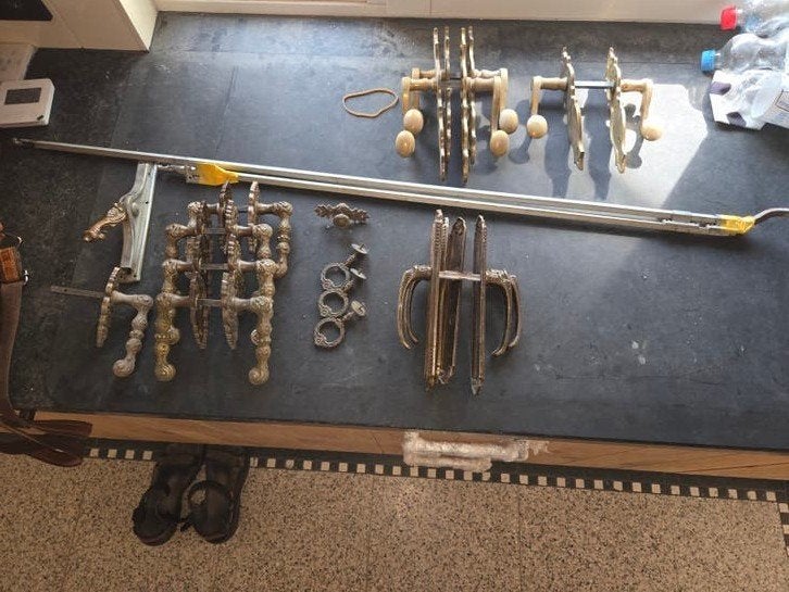 deurklinken messing, Doe-het-zelf en Verbouw, Ophalen of Verzenden, Gebruikt, Koper of Messing, Klink of Kruk
