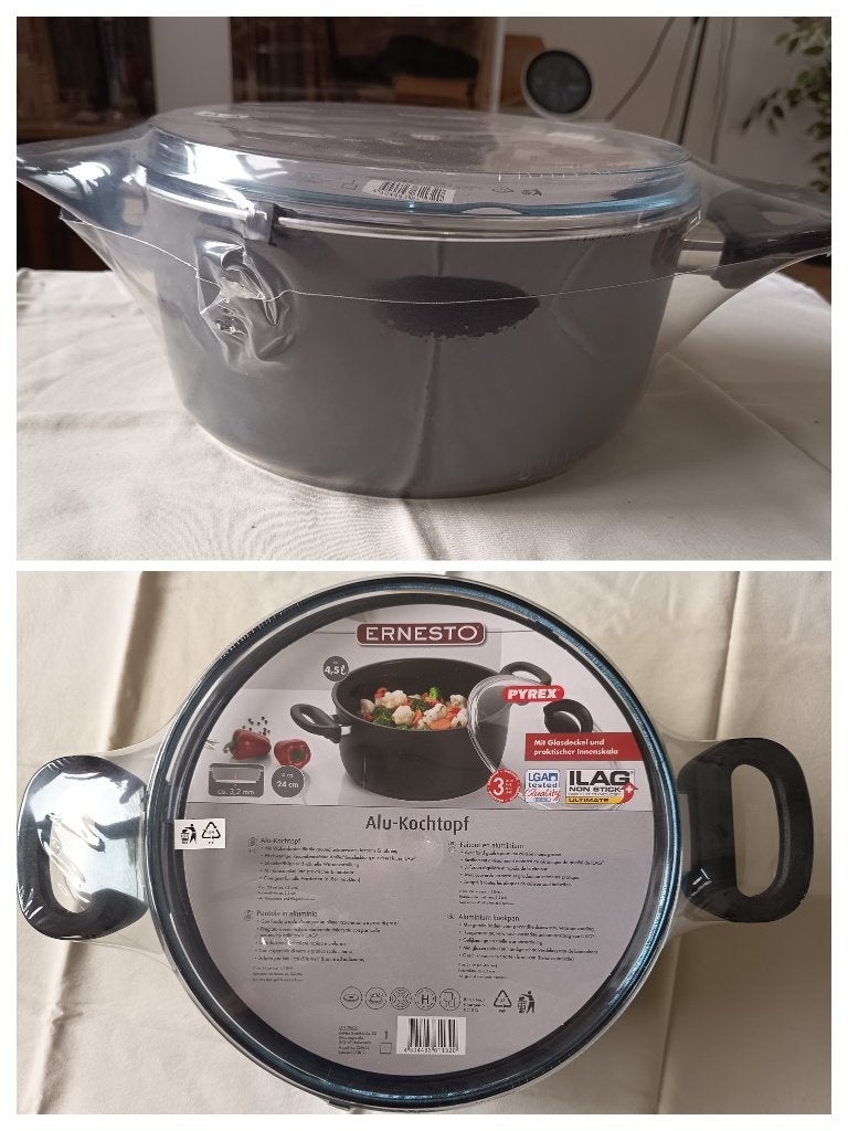 Hapjes pan + glazen deksel (nieuw), Huis en Inrichting, Keuken | Potten en Pannen, Antiaanbaklaag, Verzenden, Overige typen, Nieuw