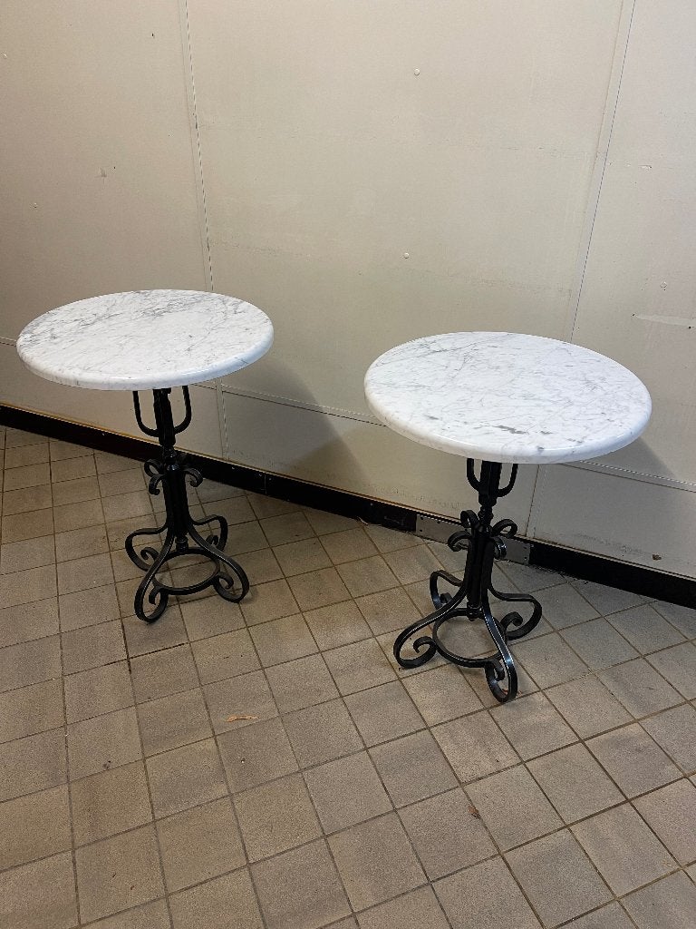 Vintage marble cafe tafels, Italy, Huis en Inrichting, Gebruikt, 50 tot 100 cm, Tot twee personen, 50 tot 100 cm
