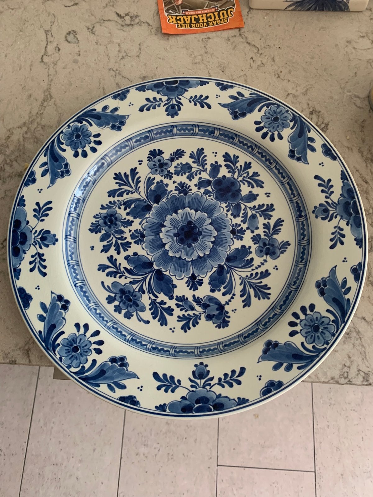 Handbeschilderd Delfts Blauw bord De Porceleyne Fles 1960, Ophalen of Verzenden