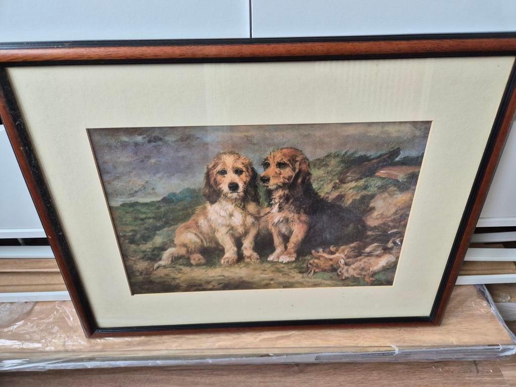 Schilderij met honden en jachtbuit, Antiek en Kunst, Kunst | Schilderijen | Klassiek, Ophalen