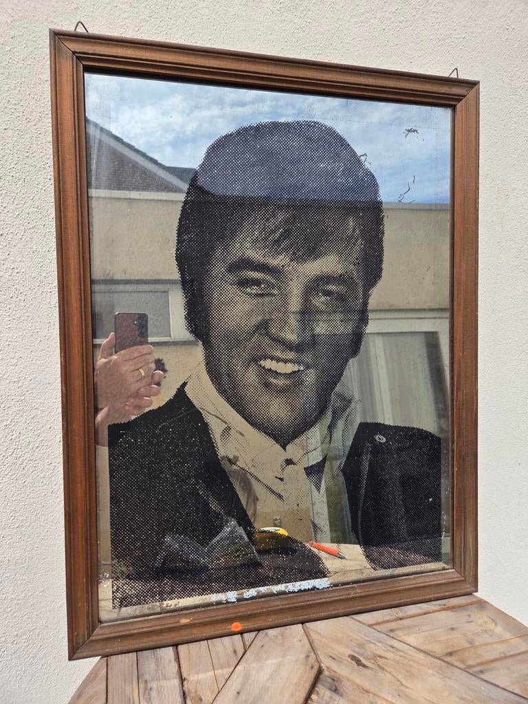 Spiegel met Elvis Presley print, 50x66 cm, Ophalen, Gebruikt, Poster, Artwork of Schilderij