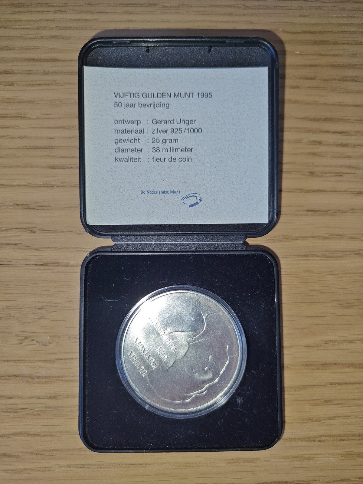 Zilveren Vijftig Gulden Munt 1995 - 50 jaar bevrijding, Ophalen of Verzenden