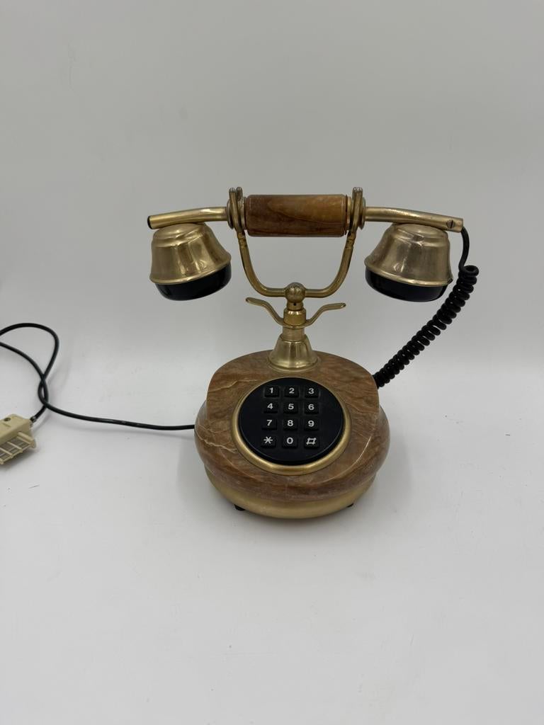 Vintage Onyx & Messing Telefoon – Made in Italy, Verzamelen, Retro, Overige typen, Ophalen of Verzenden