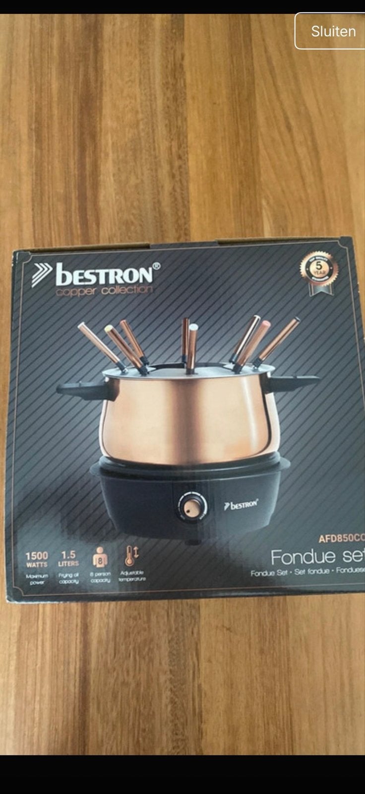Bestron Copper Collection Fondue Set - Nieuw in doos, Verzenden, Nieuw, Elektrisch, Fondueset