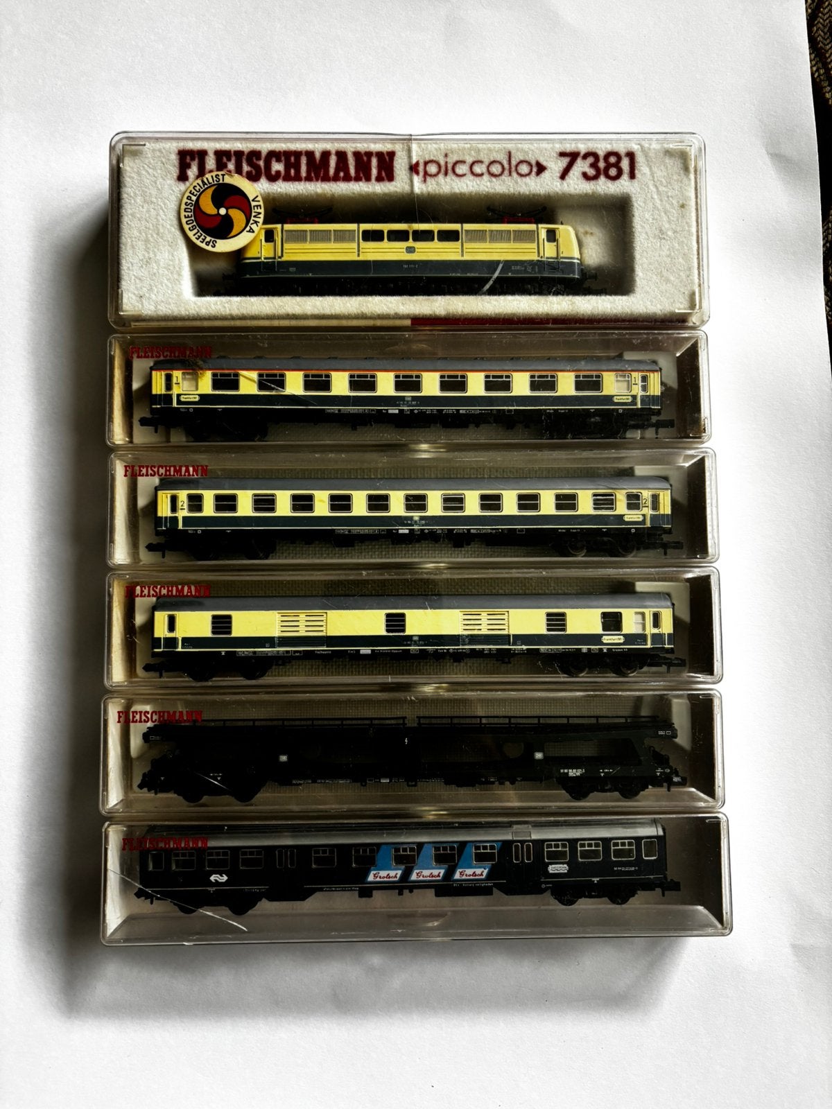 Fleischmann Piccolo N 7381 + 5 rijtuigen & gratis sporen, Gelijkstroom, Fleischmann, Wagon, Ophalen of Verzenden