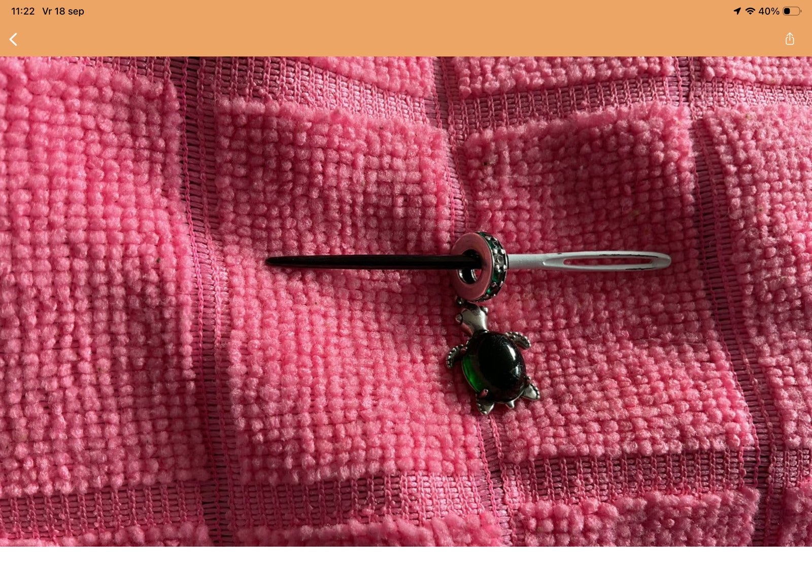 Pandora Bedel Met groene steen Schilpad, Ophalen of Verzenden, Zo goed als nieuw, Zilver, Pandora