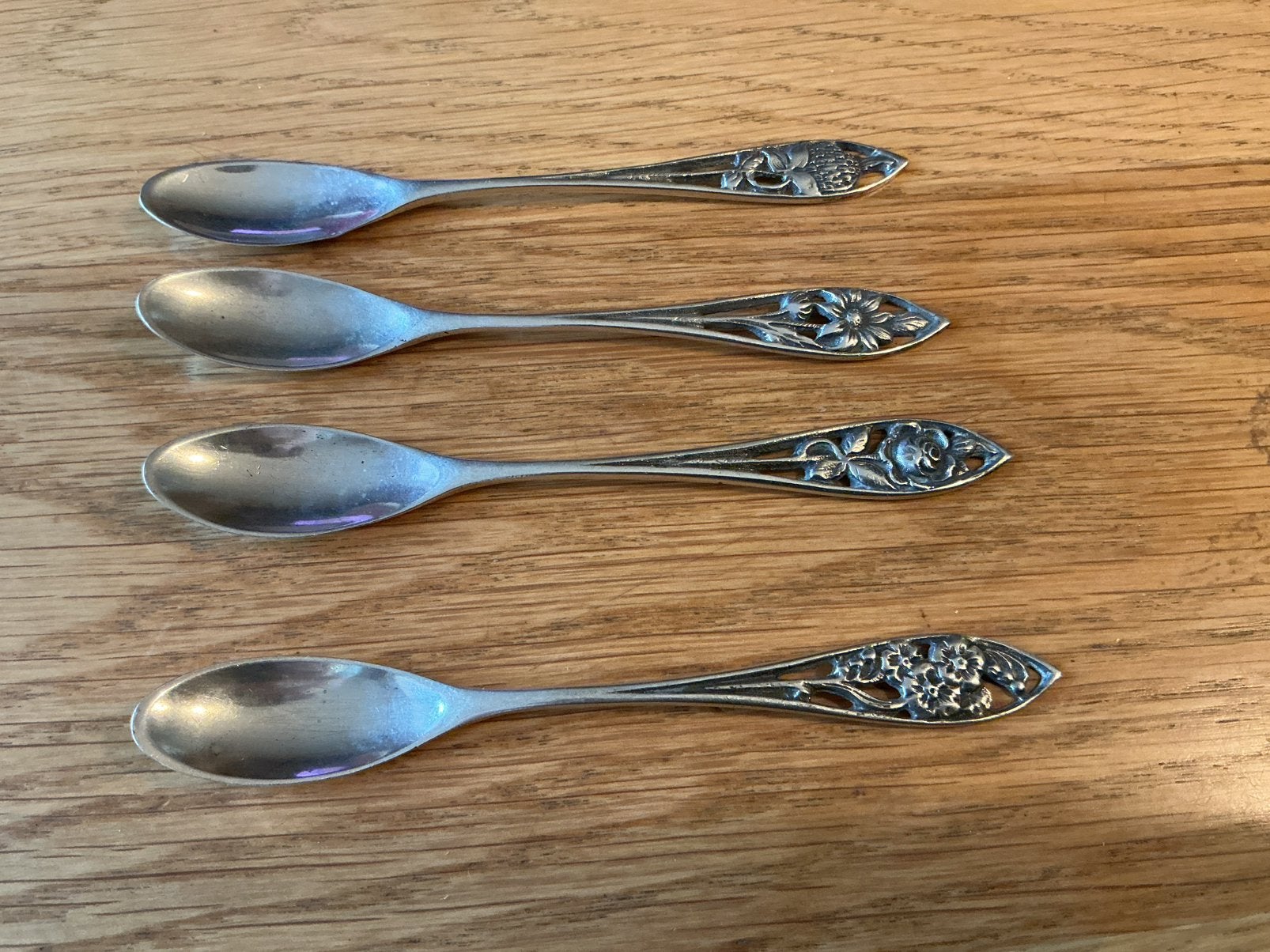 Antiek zilver bloemen lepeltjes, Ophalen of Verzenden, Zilver