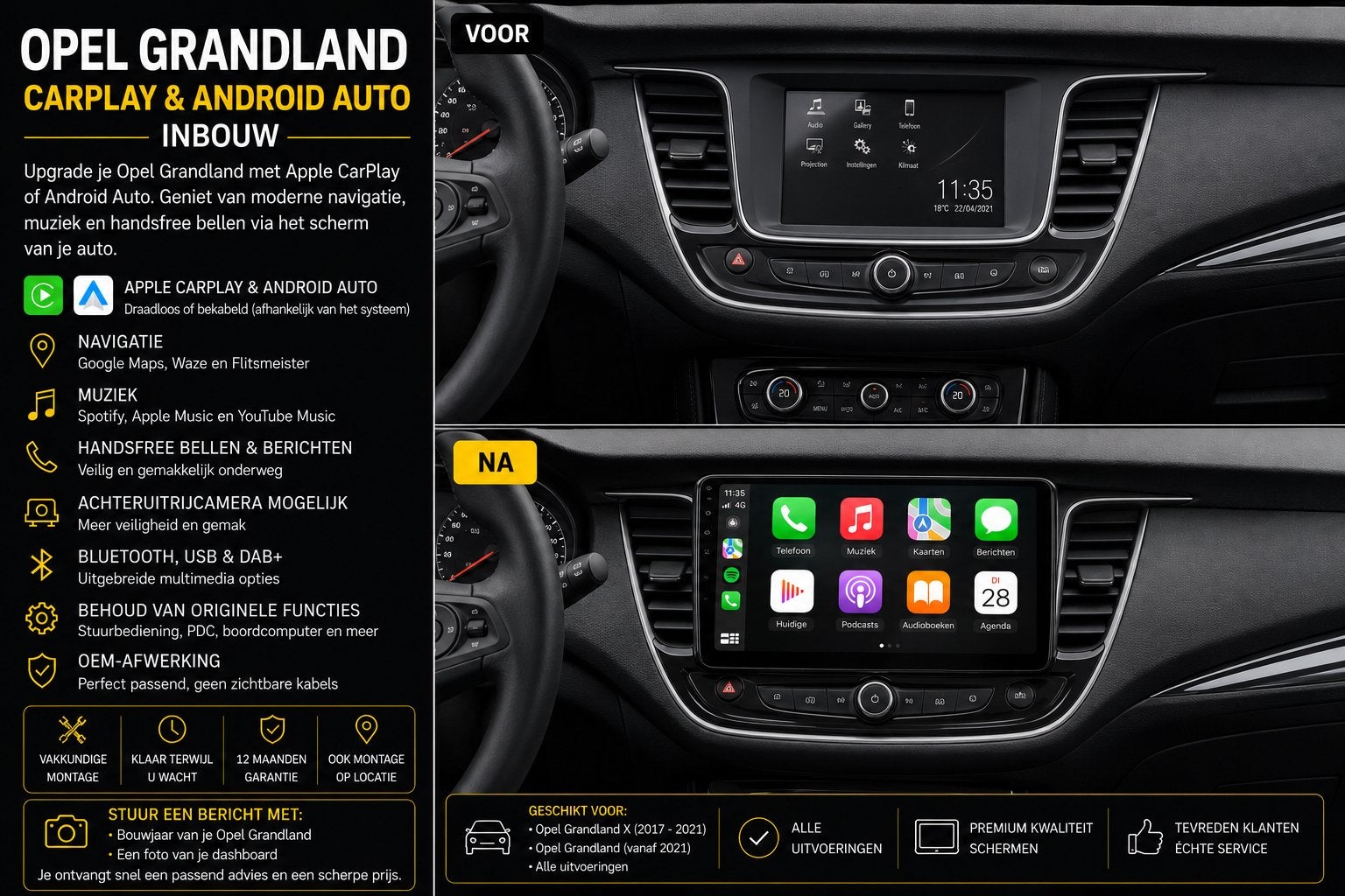 Opel Grandland CarPlay & Android Auto Inbouw, Ophalen, Nieuw