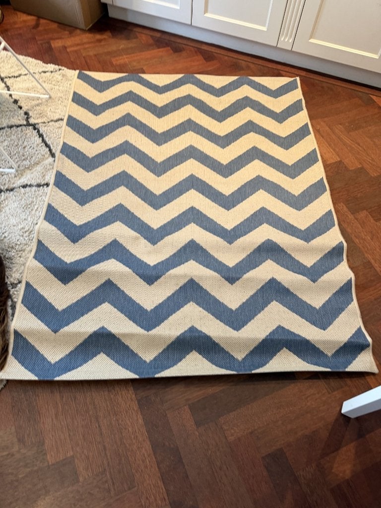 Buitenkleed River blauw-beige, Ophalen, 100 tot 150 cm, Blauw, Zo goed als nieuw
