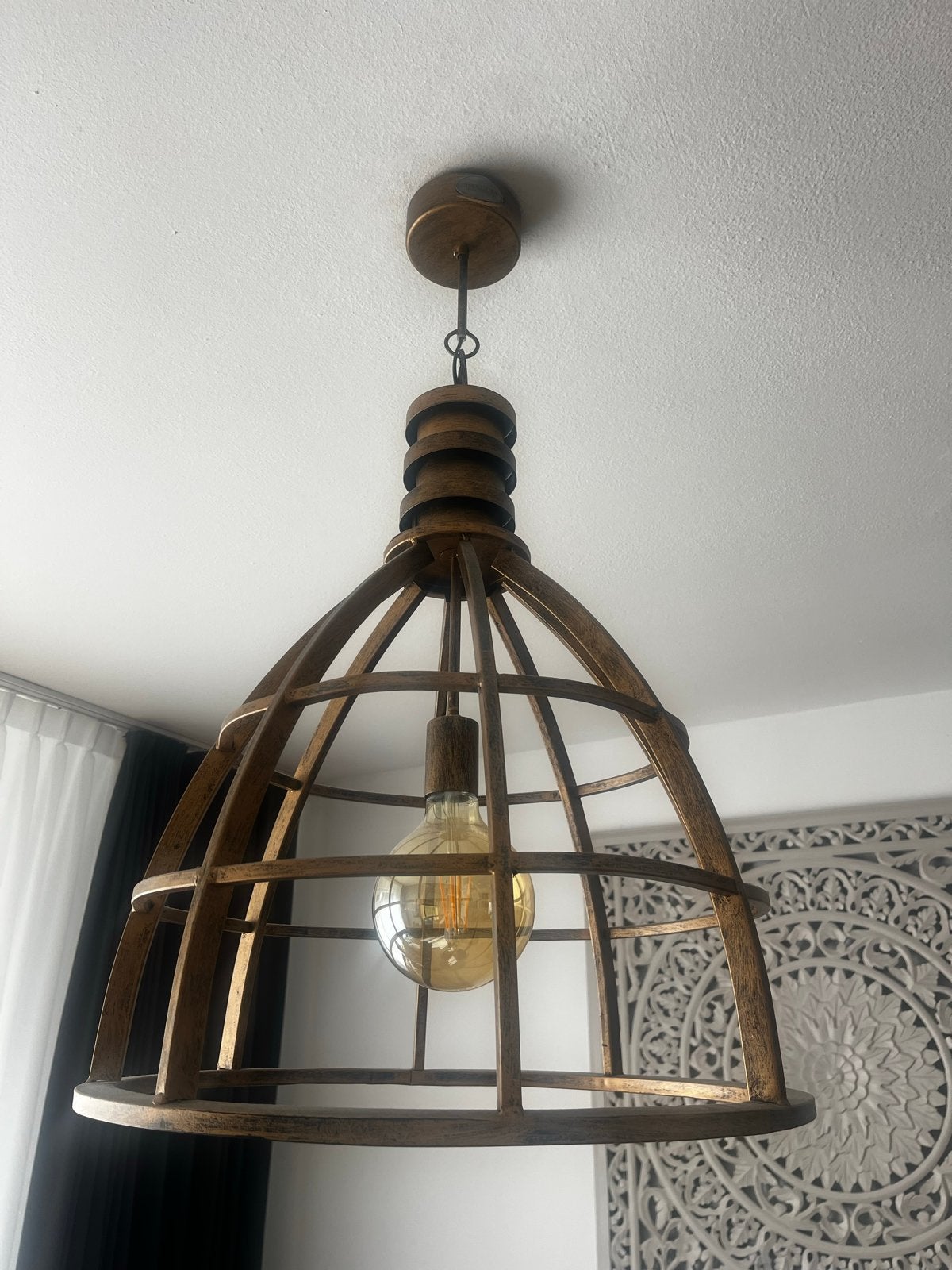Hanglamp riverdale industrieel/landelijk - 60cm hoog, Ophalen of Verzenden, Zo goed als nieuw, Metaal, E27 (groot)