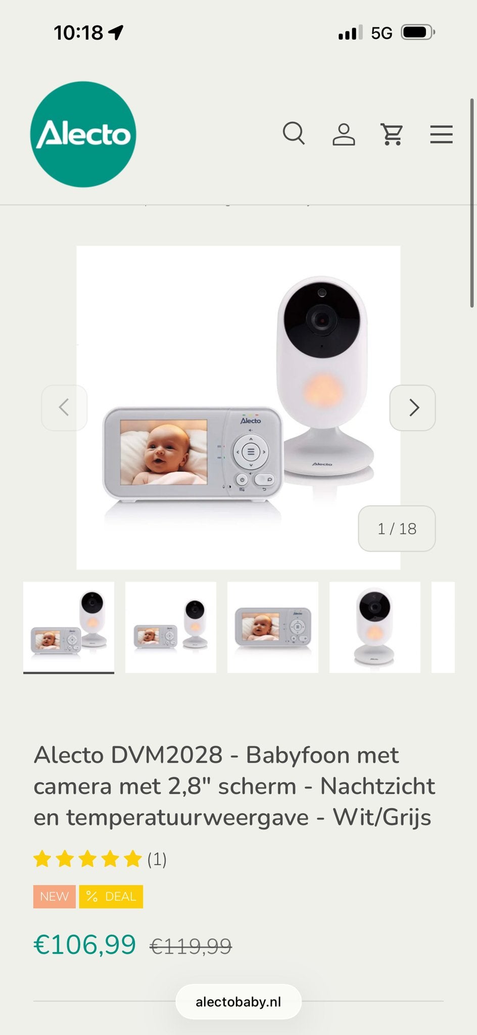 Alecto DVM2028 Babyfoon met camera en terugspreekfunctie, Ophalen of Verzenden, Nieuw, 250 meter of meer, Camera
