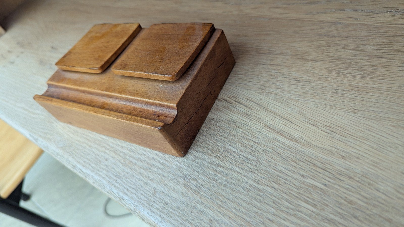 Antieke of vintage houten dubbele inktpot (schrijfset), Ophalen of Verzenden
