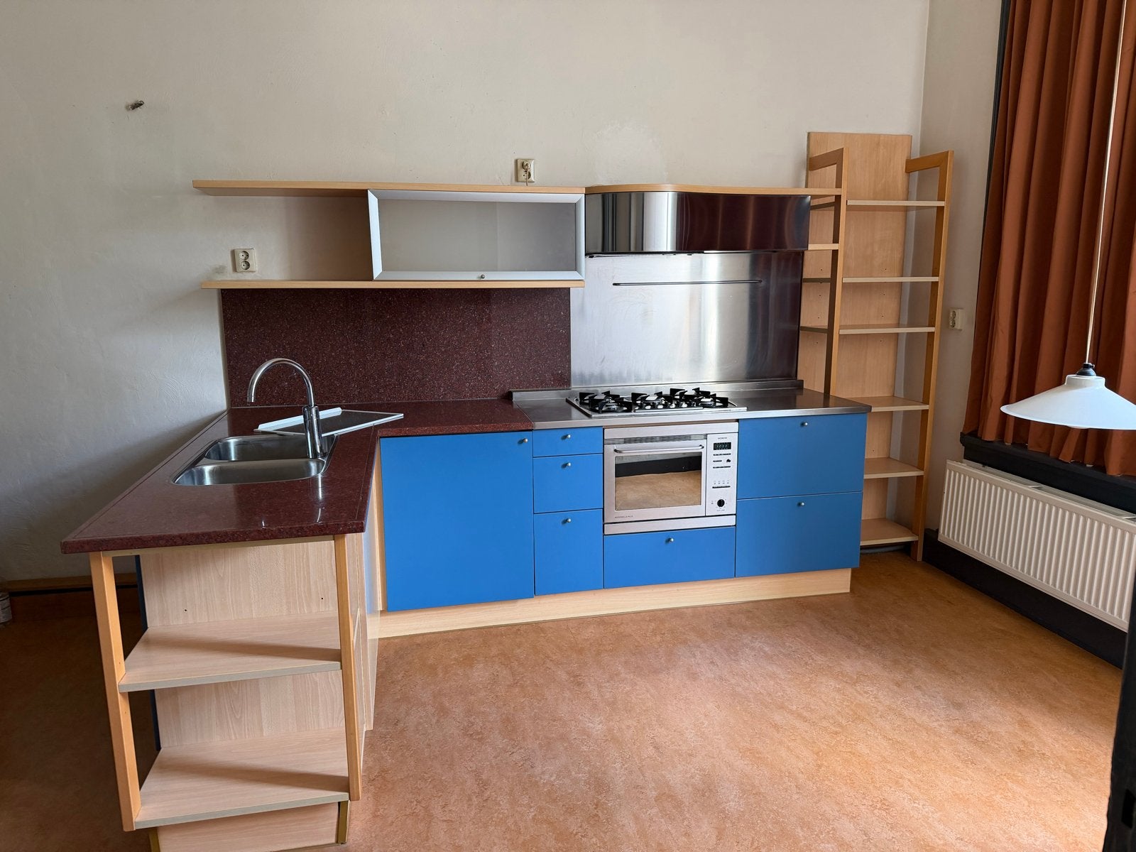 Gratis Compacte Hoekkeuken met Siemens Oven en Gasfornuis, Ophalen, Gebruikt, Overige materialen, Blauw